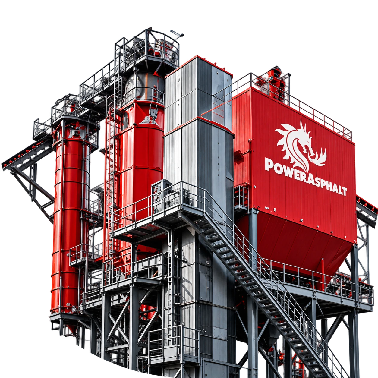 Central de betuminoso branco com logotipo POWER ASPHALT