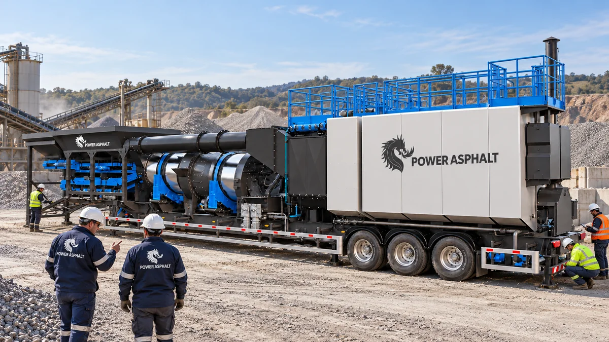 80 Ton/Saat Kontinü Mobil Asfalt Plenti | PowerAsphalt PowerAsphalt 80 ton/saat kontinü mobil asfalt plenti — saha görünümü
